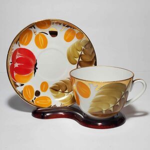 Lomonosov Teacup and Saucer Harvest Vintage